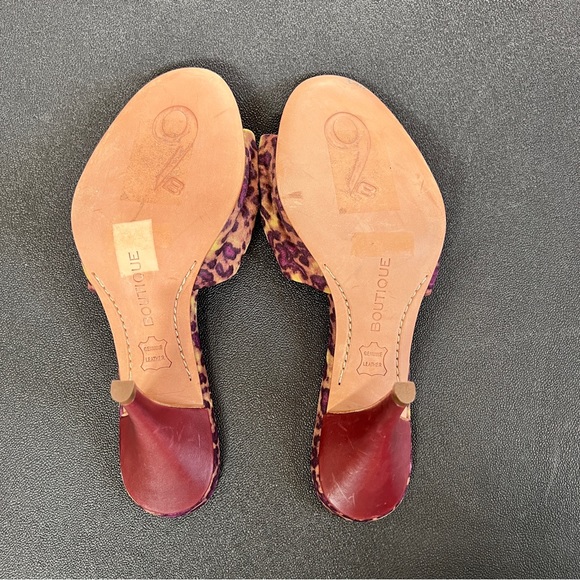 Boutique 9 Heels Penelope Animal Print Open Toe Slides Slip On Knotted EUC 8M - Picture 6 of 7